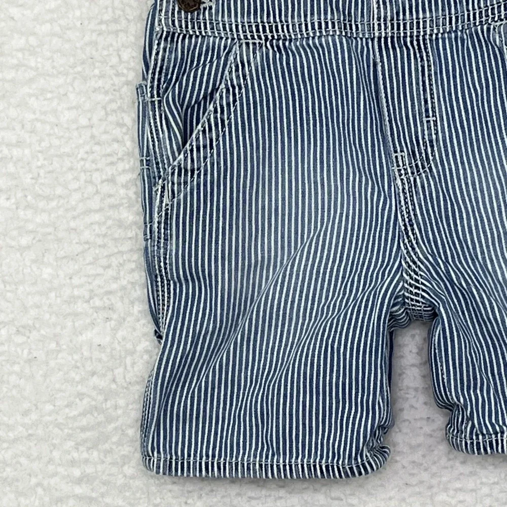 OshKosh Bgosh Kids Hickory Stripe Denim Overalls Blue White Shortalls Bibs